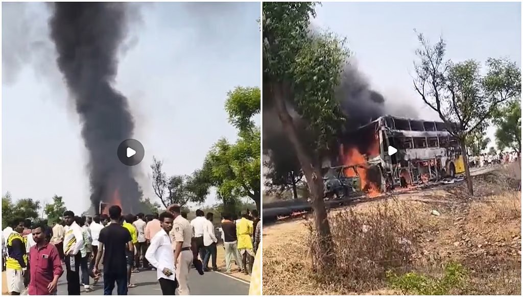 ಯಾದಗಿರಿ: ಕಾರು-VRL ಬಸ್​​ ಮುಖಾಮುಖಿ ಡಿಕ್ಕಿ; 7 ಮಂದಿ ಸ್ಥಳದಲ್ಲೇ ಸಾವು