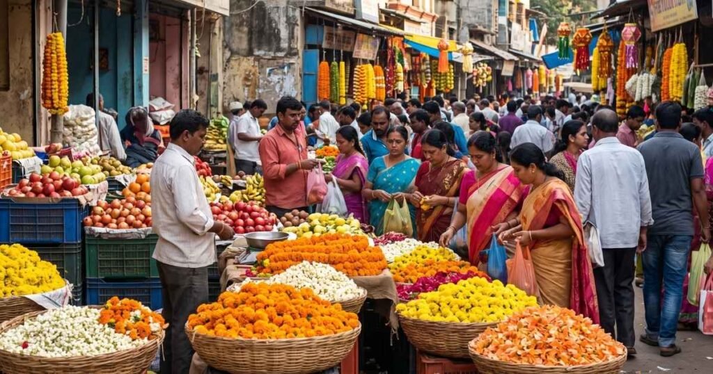 ದಸರಾ ಸಂಭ್ರಮಕ್ಕೆ ಬೆಲೆ ಏರಿಕೆ ಬಿಸಿ: ಮಾರುಕಟ್ಟೆಯಲ್ಲಿ ಹೂವು-ಹಣ್ಣುಗಳ ದರ ಗಗನಕ್ಕೆ! ದಸರಾ ಹಾಗೂ ಆಯುಧ ಪೂಜೆ ಹಬ್ಬದ ಹಿನ್ನೆಲೆಯಲ್ಲಿ ರಾಜ್ಯದಲ್ಲಿ ಹೂವು, ಹಣ್ಣುಗಳ ಬೆಲೆ ಗಗನಕ್ಕೇರಿದೆ. ಮಾರುಕಟ್ಟೆಯಲ್ಲಿ ಕನಕಾಂಬರ ದರ ಕೆಜಿಗೆ ₹4000 ತಲುಪಿದ್ದು, ಹಬ್ಬದ ಖರೀದಿಗೆ ಬಂದ ಗ್ರಾಹಕರಿಗೆ ಭಾರಿ ಶಾಕ್ ನೀಡಿದೆ.